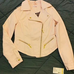 Light pink faux leather jacket size Medium